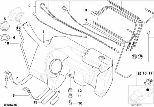 Tubo de alimentação de combustível para BMW E46, F30, F80 (OEM 16112229673). BMW original