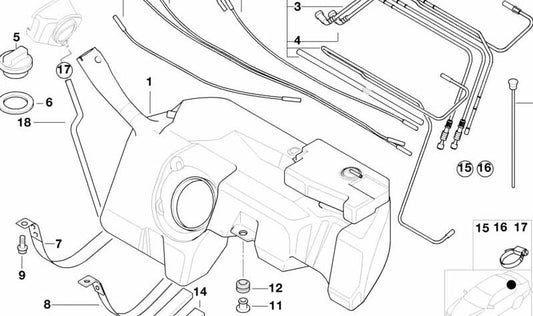 Tanque de combustível de plástico para BMW, vários modelos (OEM 16112282378). BMW originais.