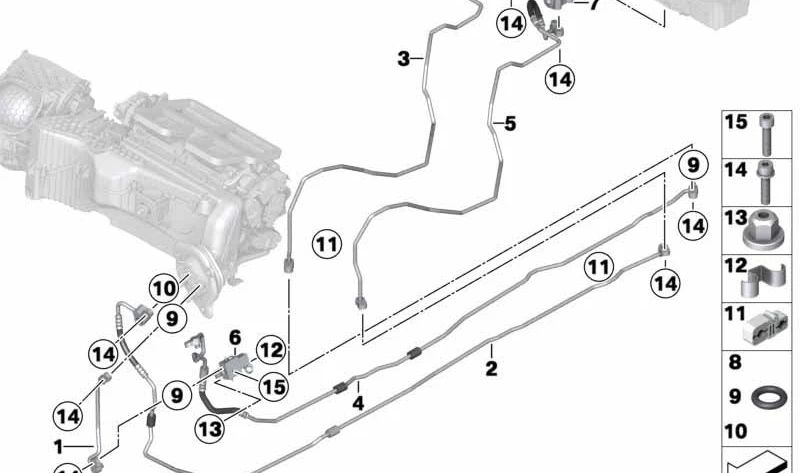 Tubería de presión para BMW Serie 3 F30 (OEM 64539232462). Original BMW