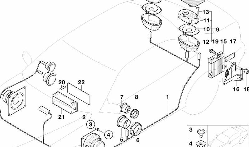 Soporte amplificador para BMW Serie 3 E36 (OEM 65121387608). Original BMW