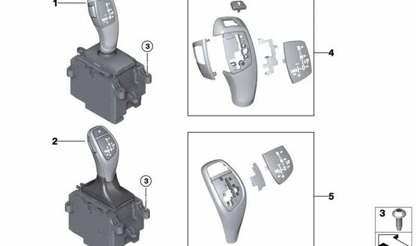 Conjunto de repuesto de embellecedores para selector de marcha para BMW X5 F15 (OEM 61319346826). Original BMW