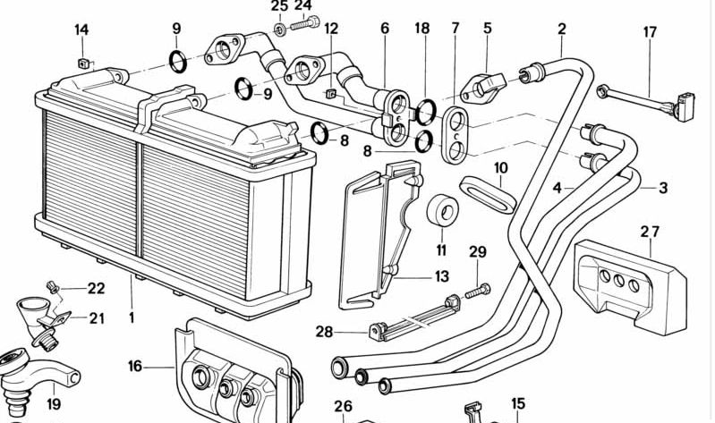 Left drain for BMW E34, E32, E31 (OEM 64111374133). Original BMW