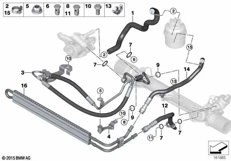 Dehnschlauch für BMW 3er E90, E90N, E91, E91N, E92, E92N, X1 E84 (OEM 32416783797). Original BMW.