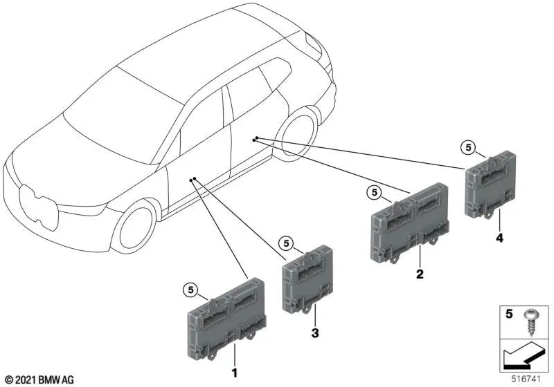 Unidad de control Puerta lado conductor delantero para BMW I20 (OEM 61355A69A21). Original BMW.