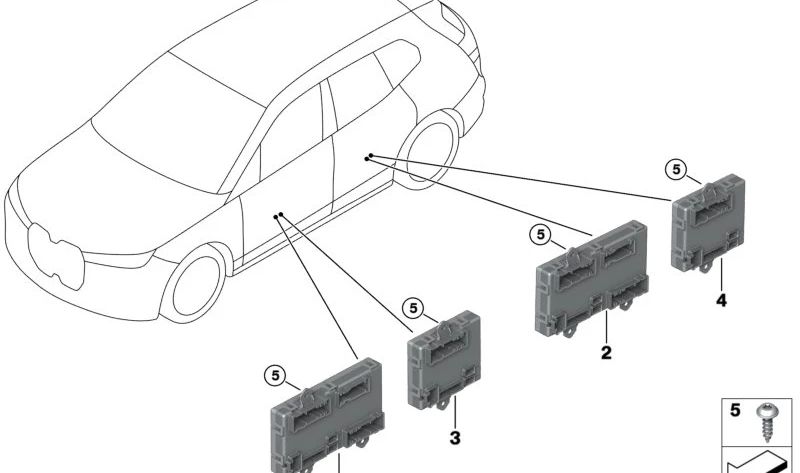 Unidad de control Puerta lado del conductor trasera para BMW i I20 (OEM 61355A4DE11). Original BMW