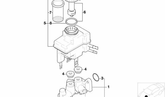 Cilindro maestro de freno OEM 34316754880 para BMW Z8 (E52). Original BMW.