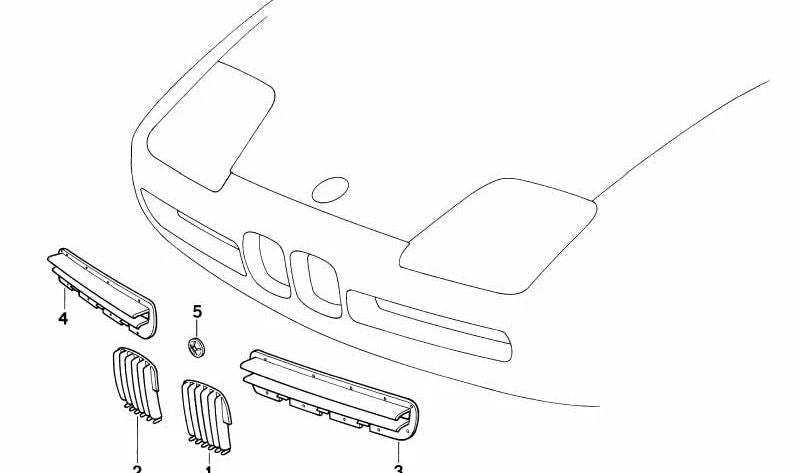 Rejilla decorativa derecha OEM 51132291420 para BMW E31. Original BMW.