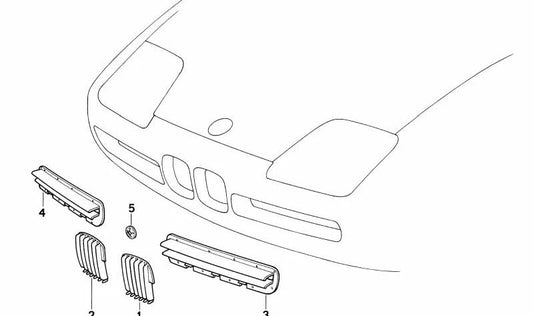 Rejilla decorativa derecha OEM 51132291420 para BMW E31. Original BMW.