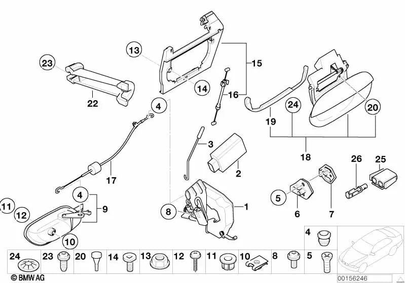 Cable Bowden derecho para BMW E39 (OEM 51228225714). Original BMW