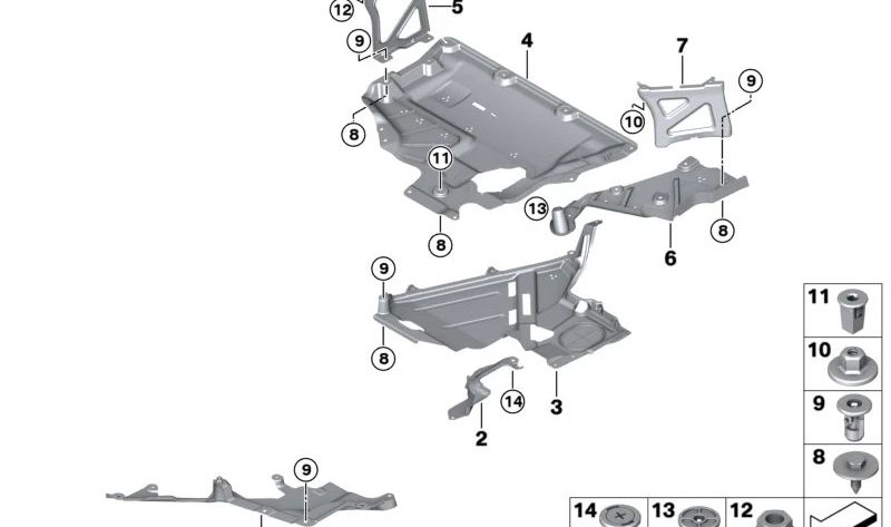 RIGHT SUPPORT FOR REAR Diffuser OEM 51758498396 for BMW U06, U11, U12. Original BMW.