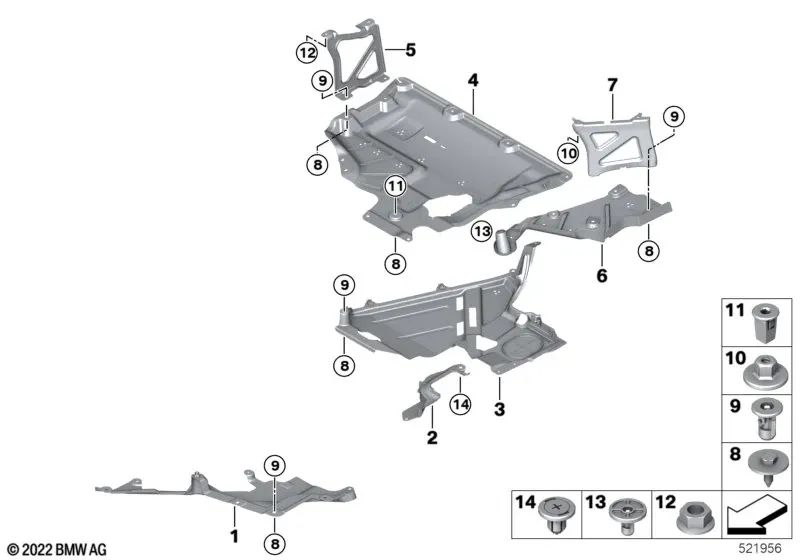 Floor tank cover, right for BMW X1 U11 (OEM 51755A17FB6). Original BMW