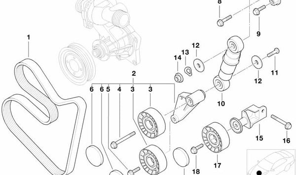 Tornillo hexagonal OEM 11287500561 para BMW E39, E53. Original BMW.