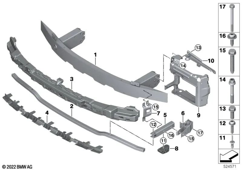 Right adapter for BMW Series 2 G42, Series 3 G20, G21, G28, Series 4 G22, G23 (OEM 51117422234). Genuine BMW