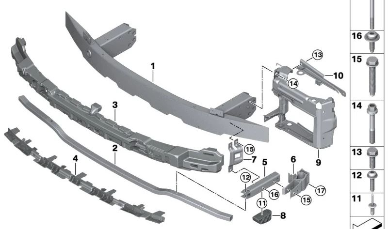 Adaptador OEM esquerdo 51117422233 para BMW G42, G20, G21, G28, G22, G23. BMW originais.