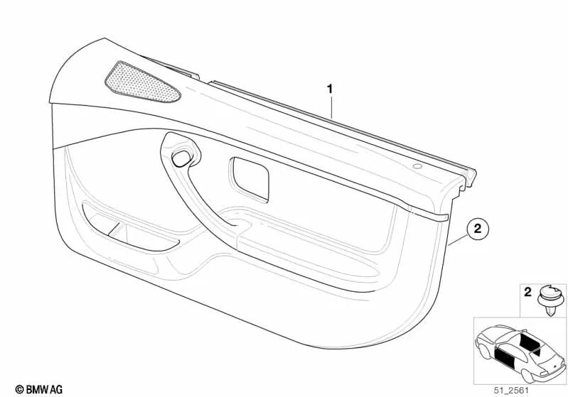 Front left door trim for BMW (OEM 51418410397). Original BMW.