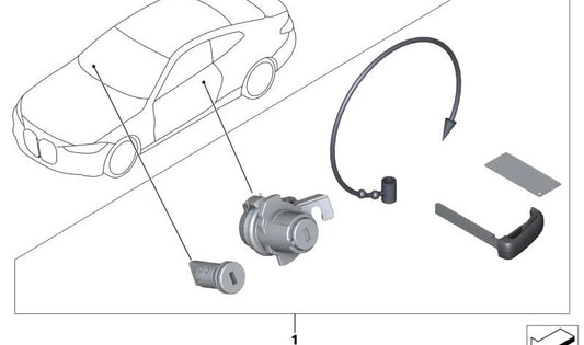 Juego de cierre codificado para BMW G82, G83 (OEM 51215A08FC3). Original BMW