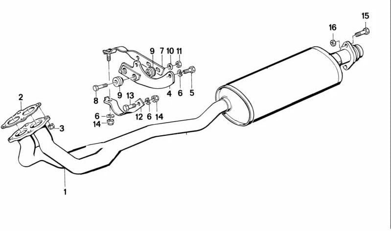 Silenciador Frontal para BMW Serie 3 E30 (OEM 18101712790). Original BMW.