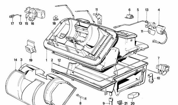 Actuador del sistema de calefacción OEM 64111380275 para BMW E30. Original BMW.