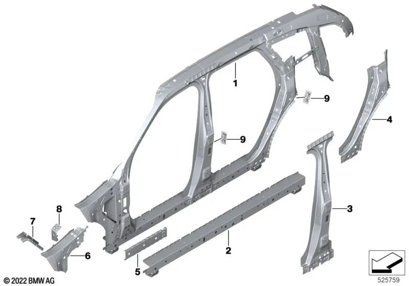 Extensión del soporte izquierdo para BMW F95, G05, G18, F96, G06, G07, G09 (OEM 41009481401). Original BMW