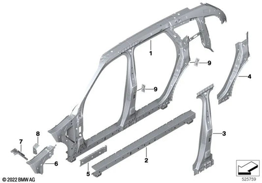 Left support extension for BMW F95, G05, G18, F96, G06, G07, G09 (OEM 41009481401). Genuine BMW