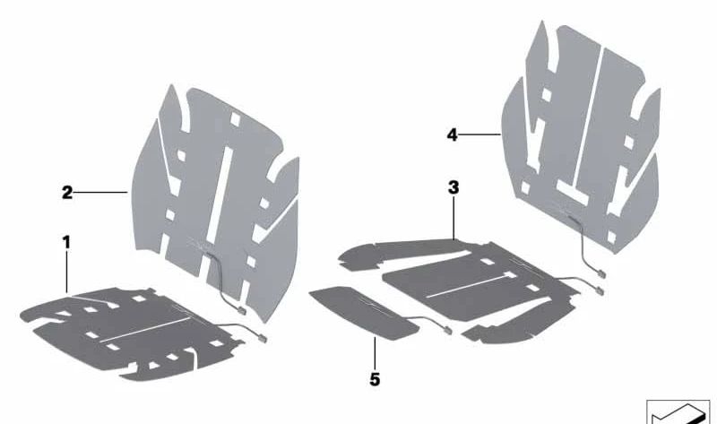 Elemento calefactor respaldo deportivo para BMW Serie 1 F20, F21, Serie 2 F22, F23, F87, Serie 3 F30, F31, F34, Serie 4 F32, F36 (OEM 64117243564). Original BMW