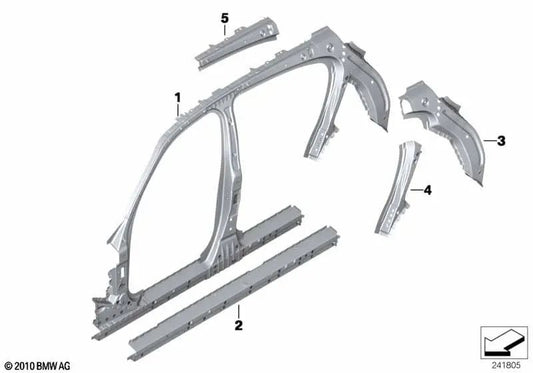 Soporte pilar C derecho para BMW F20, F20N (OEM 41007284380). Original BMW