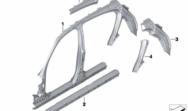 Refuerzo pilar C derecho OEM 41007297984 para BMW F20, F21. Original BMW.