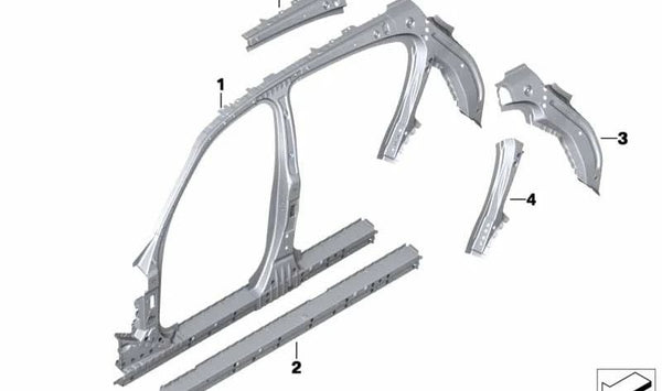 Marco lateral izquierdo central OEM 41217284371 para BMW F20, F21. Original BMW.