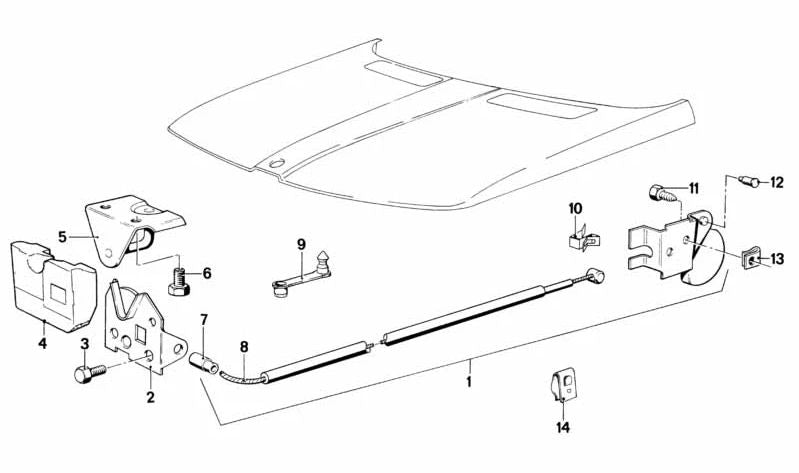 Activación del Capó Frontal para BMW Serie 3 E21 (OEM 51231827316). Original BMW