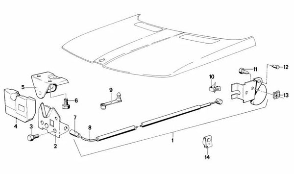 Activación Capó Delantero para BMW Serie 3 E21 (OEM 51231827317). Original BMW