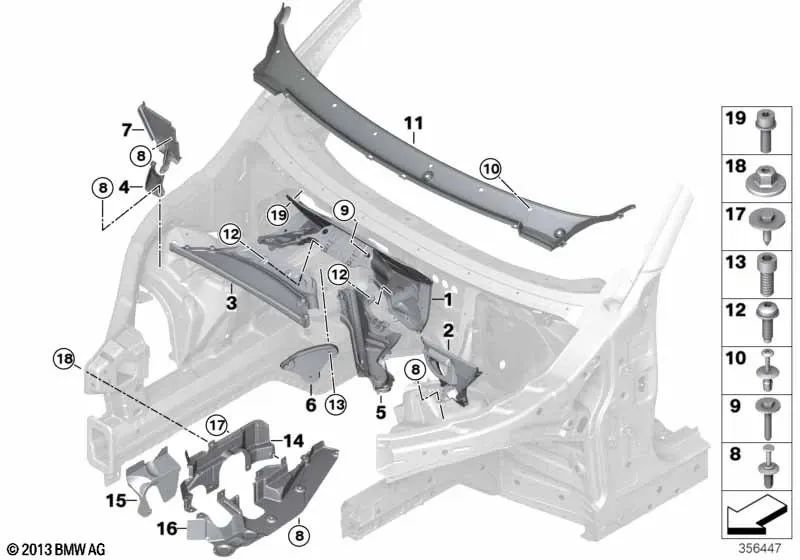 Cubierta de dirección superior derecha para BMW X5 F15 (OEM 51757343650). Original BMW