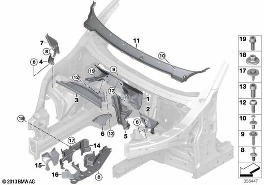 Untere linke Lenkgetriebeabdeckung für BMW F15 (OEM 51757343651). Original BMW