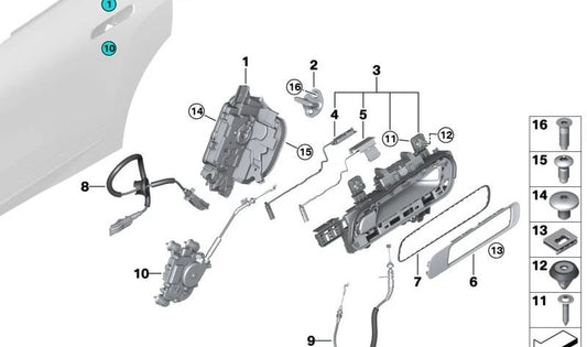 EVELOLECEDORA BOARD RIGHT REAR DOOR OEM 51225A33F84 FOR BMW IX (I20). Original BMW.