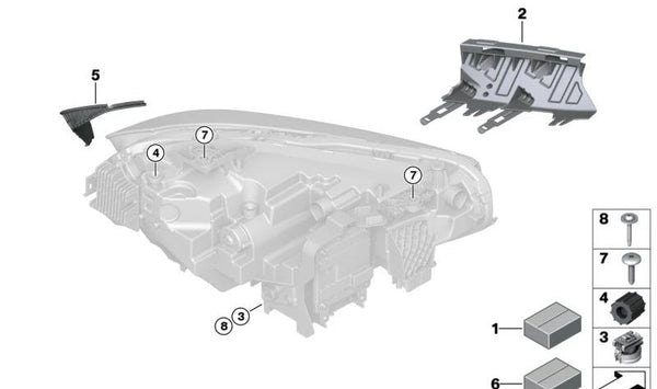 Soporte de faro izquierdo para BMW Serie 2 G87 (OEM 63118087407). Original BMW