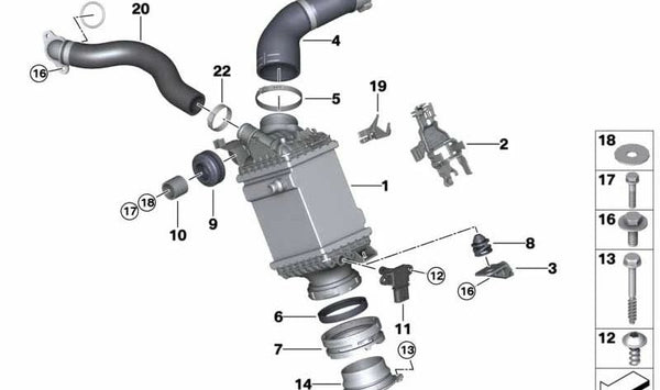 Junta tórica original OEM 13717953227 para BMW G30, G31, G11, G12, G14, G15, G16, G05, G06, G07. Apta para múltiples modelos.