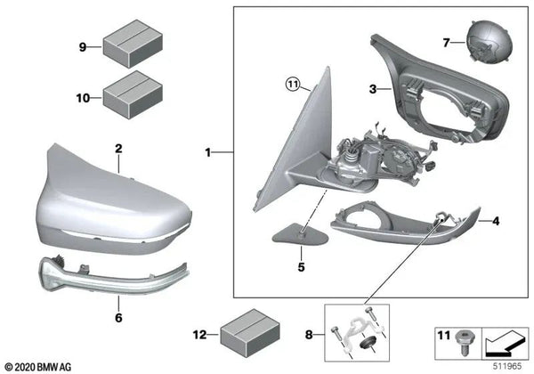 Anillo de sujeción derecho para BMW Serie 5 F90, F90N, Serie 8 F91, F92, F93, G14, G15, G16 (OEM 51168064658). Original BMW.