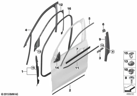 Embellecedor B-Pilar Puerta delantera izquierda para BMW F48, F49 (OEM 51337349651). Original BMW.