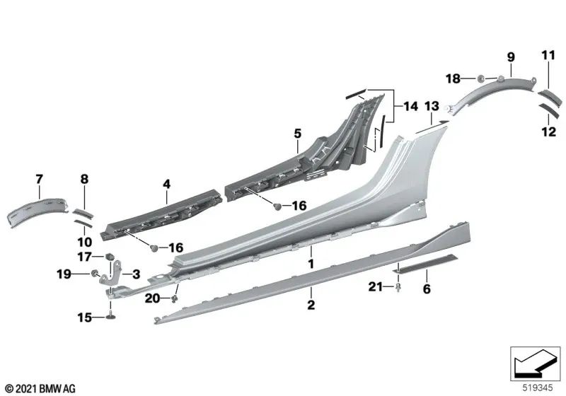 Aleta derecha para BMW (OEM 51128811918). Original BMW.