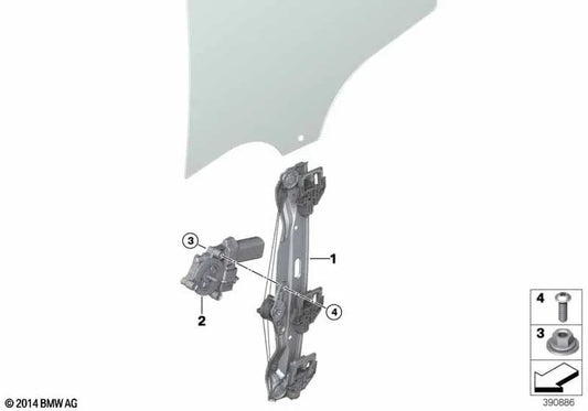 Fensterheber ohne Motor hinten rechts für BMW F46, F46N (OEM 51337490198). Original BMW