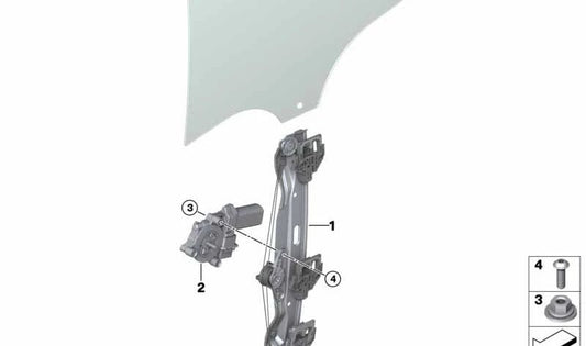 El El Elevalinas sans moteur arrière gauche OEM 51337490197 pour BMW F46. BMW d'origine.