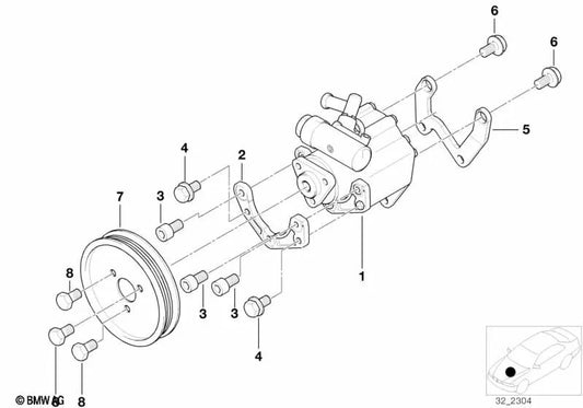 Placa de sujección bomba de álabes trasera para BMW E36, E39 (OEM 32422246153). Original BMW