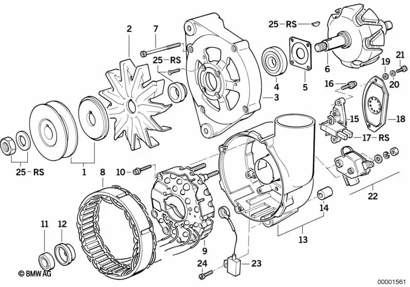 Condensador para BMW E34, E32, E31 (OEM 12311722989). Original BMW.