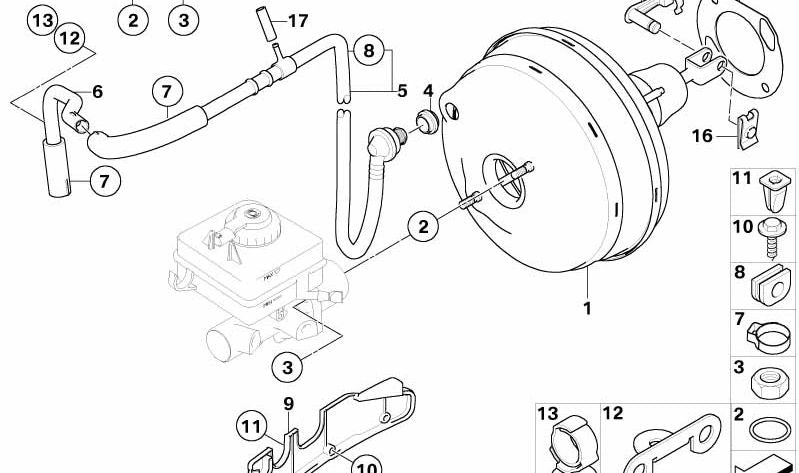 Vacuum pipe for BMW 5 Series E61 (OEM 34336769631). Original BMW