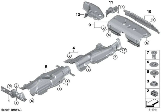 Aislamiento térmico del túnel para BMW Serie 2 F45, F45N X1 F48N X2 F39 MINI F60, F60N (OEM 51487290744). Original BMW.