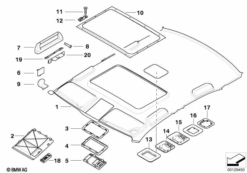 Cubierta del motor del techo solar para BMW Serie 5 E39 (OEM 51447010376). Original BMW.