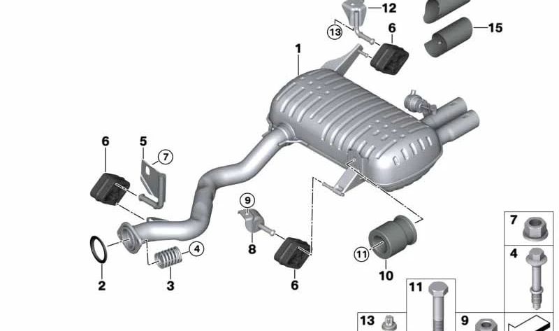 Silenciador trasero para BMW Serie 3 E92, E93 (OEM 18307573342). Original BMW