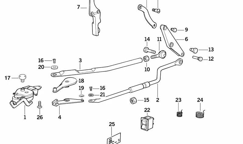 OEM 54348112788 Levier de réglage du toit solaire pour BMW E30. BMW d'origine.