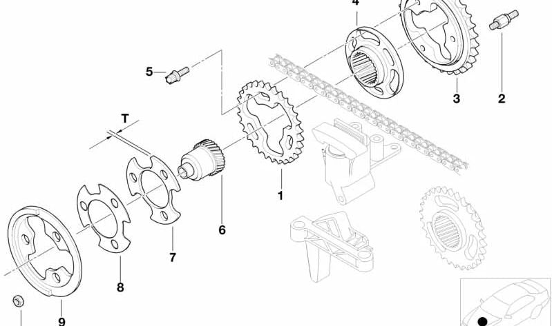 Zahnhülse para BMW E46, E39, E60, E61, E38, E65, E66, E83, E53, E85 (OEM 11361438306). Original BMW