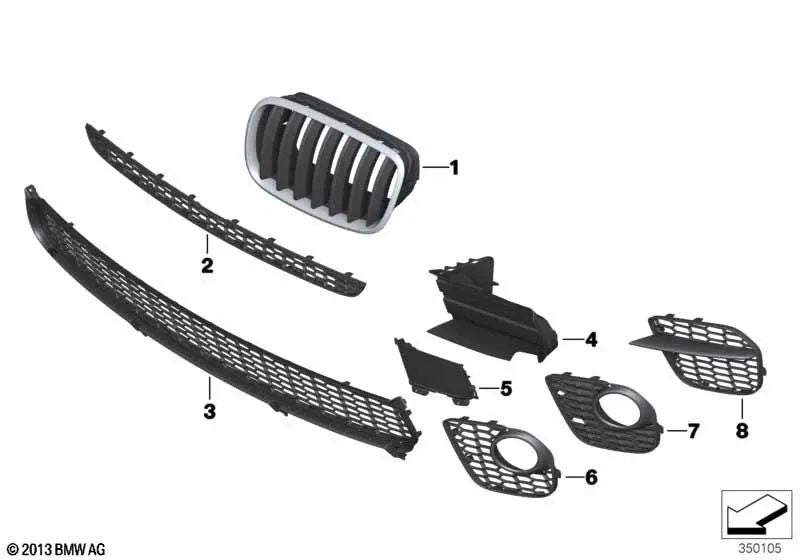 Rechter offener Kühlergrill für BMW E70N (OEM 51118047344). Original BMW.