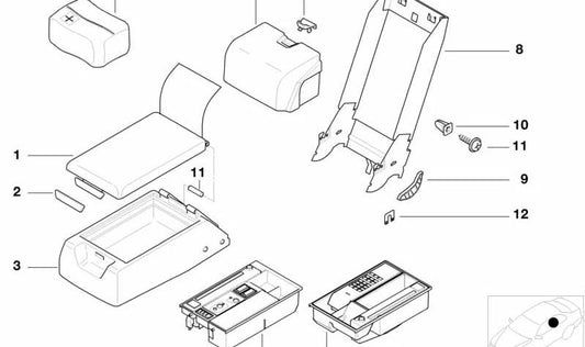 Center armrest pin for BMW E39, 7 Series E38 (OEM 52208261084). Original BMW.